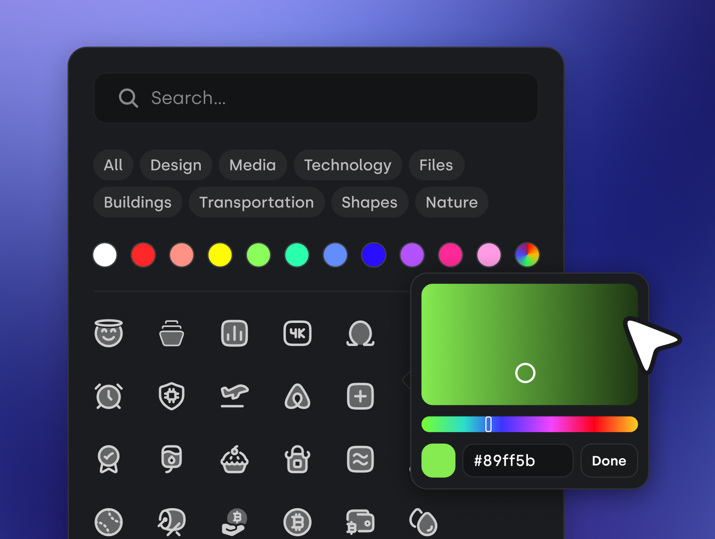 Custom icons and colors